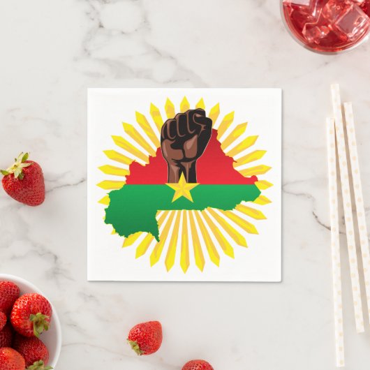 Serviette En Papier Burkina Faso Carte, drapeau et première révolution (En situation)
