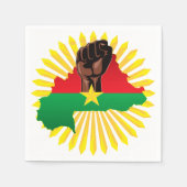 Serviette En Papier Burkina Faso Carte, drapeau et première révolution (Devant)