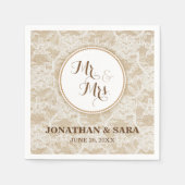 Serviette En Papier Burlap et Lace, Mr & Mrs Mariage personnalisé (Devant)