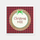 Serviette En Papier Burlap et Red Buffalo Plaid Dé Noël (Devant)