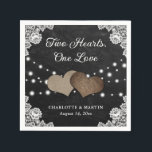 Serviette En Papier Burlap Hearts Dentelle Rustique Black Chalkboard M<br><div class="desc">Beau et chic deux coeurs,  un amour serviettes mariages rustiques parfait pour votre pays rustique/vintage/grange/jardin printemps,  été,  automne ou fête de mariage d'hiver.</div>