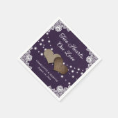 Serviette En Papier Burlap Hearts Lace Rustique violet Mariage (Coin)