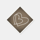 Serviette En Papier Burlap Hearts Mariage campagnard rustique (Coin)