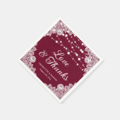 Serviette En Papier Burlap Lace Love et Merci Mariage Bourgogne (Coin)