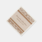 Serviette En Papier Burlap Rustique & Mariage de dentelle Blanche (Coin)