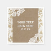 Serviette En Papier Burlap & White Floral Lace Élégant Mariage rustiqu (Devant)