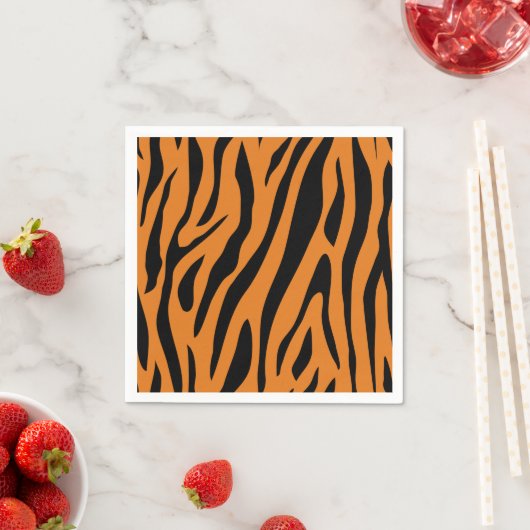 Serviette En Papier Burnt Orange& Black Tiger Stripes Animal Print  (En situation)