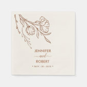 Serviette En Papier Burnt Orange Botanical Simple Mariage élégant (Devant)