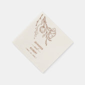 Serviette En Papier Burnt Orange Botanical Simple Mariage élégant (Coin)