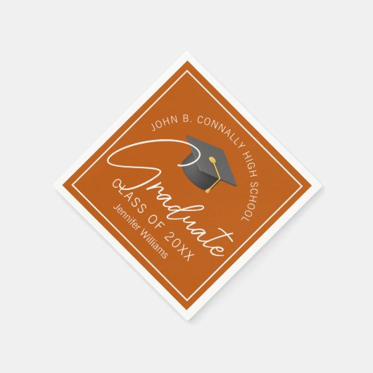 Serviette En Papier Burnt Orange Graduate Custom 2025 Graduation Party (Coin)