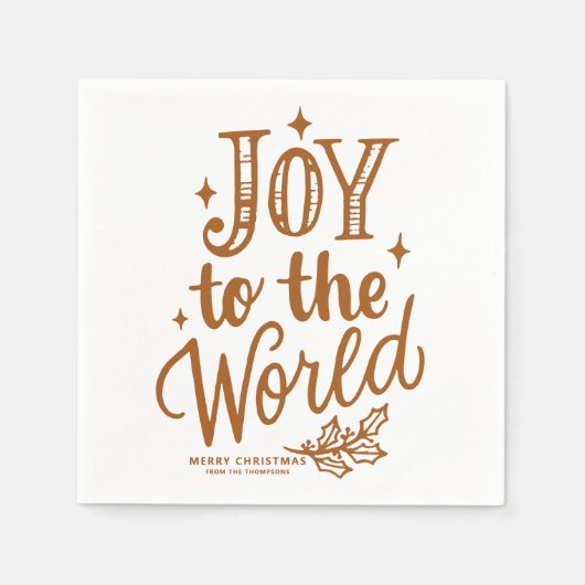 Serviette En Papier Burnt Orange Joy to the World Lettering Christmas (Devant)