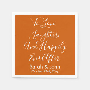 Serviette En Papier Burnt Orange Personnaliser Script Mariage Réceptio