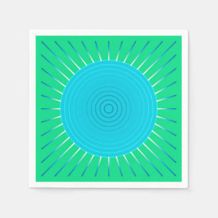 Serviette En Papier Burst de soleil géométrique moderne - Bleu et vert