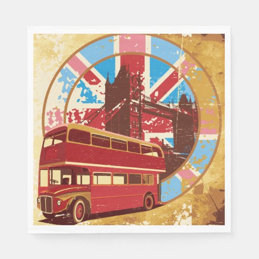 Serviette En Papier Bus Anglais Double Decker (Devant)