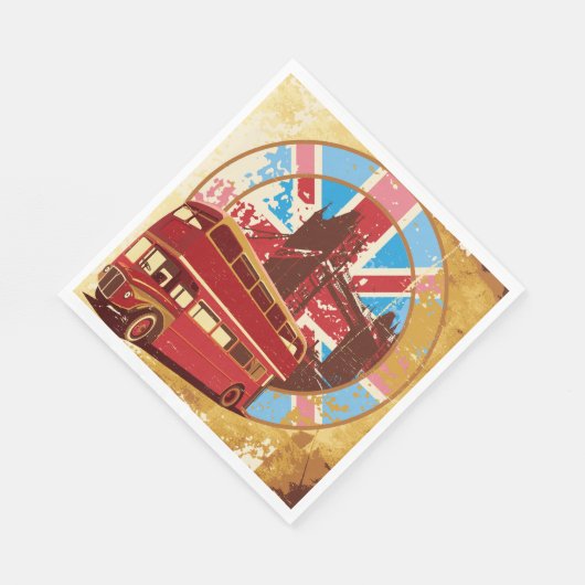 Serviette En Papier Bus Anglais Double Decker (Coin)