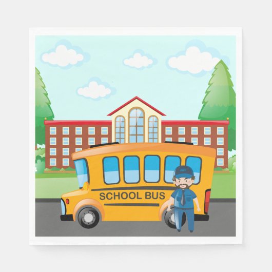 Serviette En Papier Bus Et Chauffeur Scolaires (Devant)