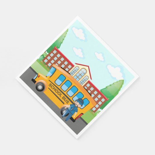Serviette En Papier Bus Et Chauffeur Scolaires (Coin)