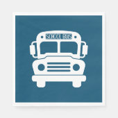 Serviette En Papier Bus scolaire blanc sur Arrière - plan bleu (Devant)