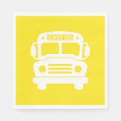Serviette En Papier Bus scolaire blanc sur Arrière - plan jaune (Devant)