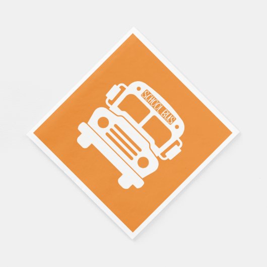Serviette En Papier Bus scolaire blanc sur Arrière - plan orange (Coin)