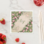 Serviette En Papier Bush Garden Green - roses douces roses serviettes (En situation)