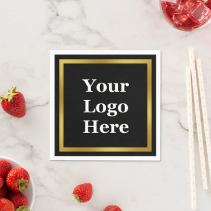 Serviette En Papier Business Black White et Gold Votre logo ici