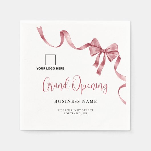 Serviette En Papier Business Grand Ouverture Moderne Logo De Ruban (Devant)