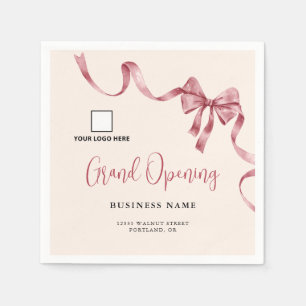 Serviette En Papier Business Grand Ouverture Moderne Logo De Ruban