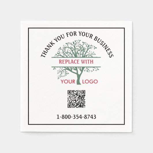 Serviette En Papier Business Merci Votre Logo Code QR Téléphone (Devant)