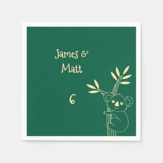 Serviette En Papier Butter Yellow & Red Australian Animals Birthday (Devant)