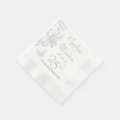 Serviette En Papier Butterfly Lilies 25e anniversaire Mariage d'argent (Coin)