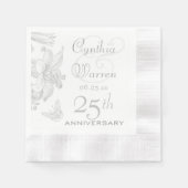 Serviette En Papier Butterfly Lilies 25e anniversaire Mariage d'argent (Devant)