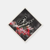 Serviette En Papier Butterfly on Red Flower (Coin)