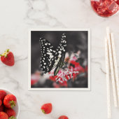 Serviette En Papier Butterfly on Red Flower (En situation)
