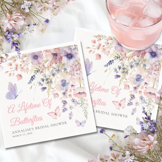 Serviette En Papier Butterfly Wildflower Bridal Shower
