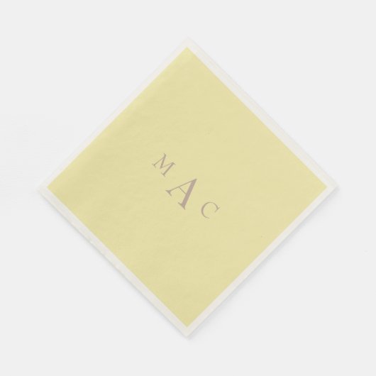 Serviette En Papier Buttery Yellow Monogram Mariage Cocktail (Coin)