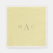 Serviette En Papier Buttery Yellow Monogram Mariage Cocktail (Devant)