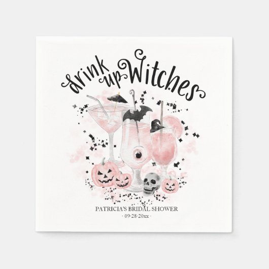 Serviette En Papier Buvez les sorcières Cocktail Halloween Enterrement (Devant)