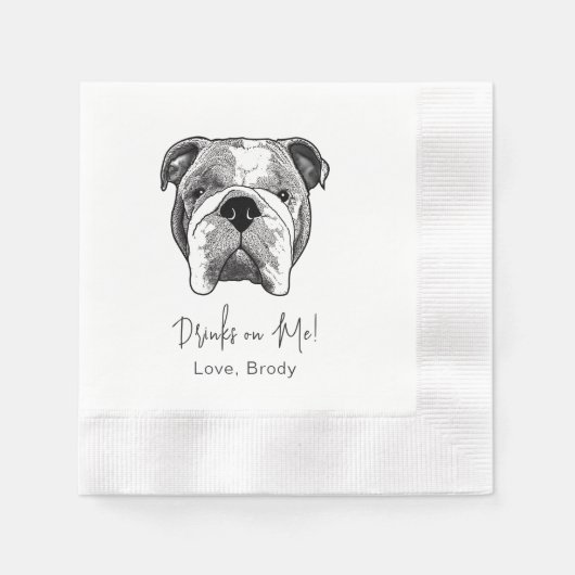 Serviette En Papier Buvez Personnalisé Bulldog Sur Moi (Devant)