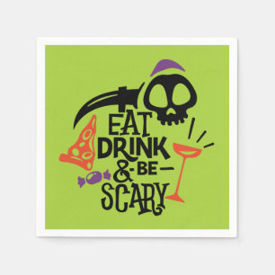 Serviette En Papier Buvez un verre et soyez effrayant Green Halloween 