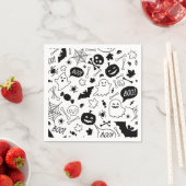 Serviette En Papier BW Art Motif Halloween Motif Halloween Art (En situation)