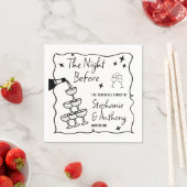 Serviette En Papier BW Whimsical Frame and Champagne La veille (En situation)