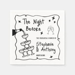 Serviette En Papier BW Whimsical Frame and Champagne La veille