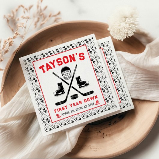 Serviette En Papier C’est le temps du jeu Hockey 1er anniversaire