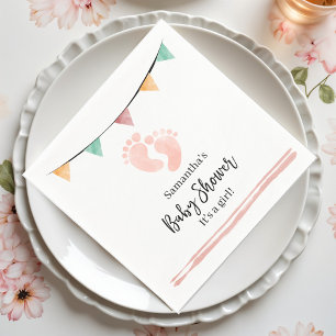 Serviette En Papier C’est un Baby shower de filles avec empreintes