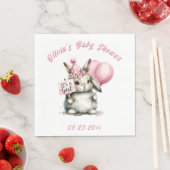 Serviette En Papier C’est un Baby shower lapin rose fille (En situation)