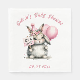 Serviette En Papier C’est un Baby shower lapin rose fille
