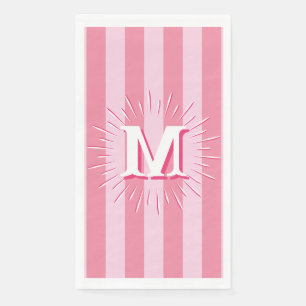 Serviette En Papier Cabana Rayures en Rose Personnalisé
