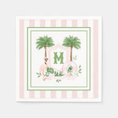 Serviette En Papier Cabana Stripes Palm Beach Monogram Crest Enclosure (Devant)