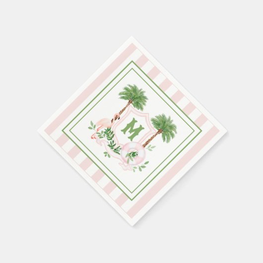 Serviette En Papier Cabana Stripes Palm Beach Monogram Crest Enclosure (Coin)